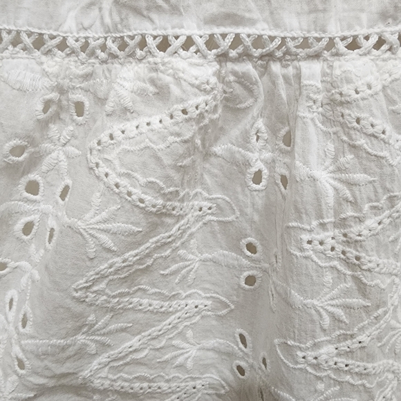 Me 2 Magic Anthro Midi Dress Eyelet White Bridal Smocked Tiered size Large - Picture 7 of 14